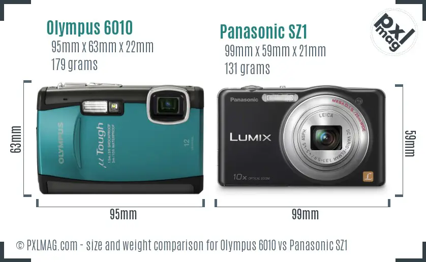 Olympus 6010 vs Panasonic SZ1 size comparison