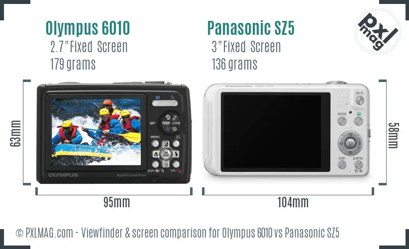 Olympus 6010 vs Panasonic SZ5 Screen and Viewfinder comparison Olympus 6010 vs Panasonic SZ5 Screen and Viewfinder comparison
