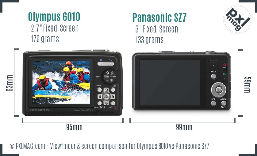 Olympus 6010 vs Panasonic SZ7 Screen and Viewfinder comparison