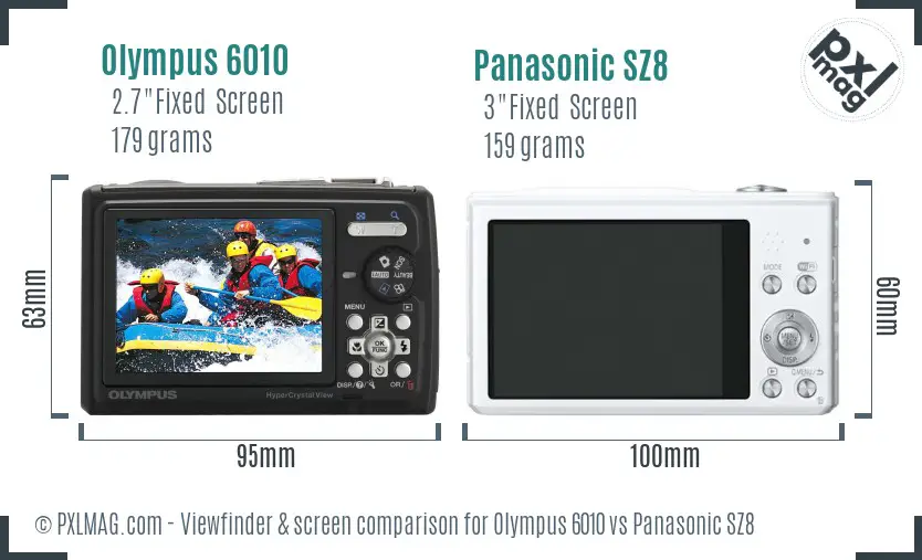 Olympus 6010 vs Panasonic SZ8 Screen and Viewfinder comparison Olympus 6010 vs Panasonic SZ8 Screen and Viewfinder comparison