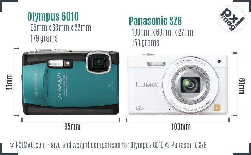 Olympus 6010 vs Panasonic SZ8 size comparison Olympus 6010 vs Panasonic SZ8 size comparison