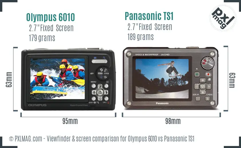 Olympus 6010 vs Panasonic TS1 Screen and Viewfinder comparison