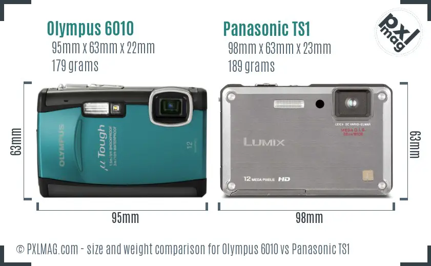 Olympus 6010 vs Panasonic TS1 size comparison