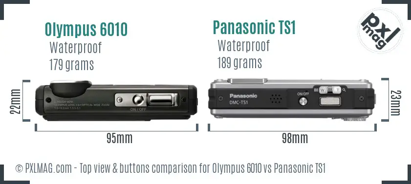 Olympus 6010 vs Panasonic TS1 top view buttons comparison