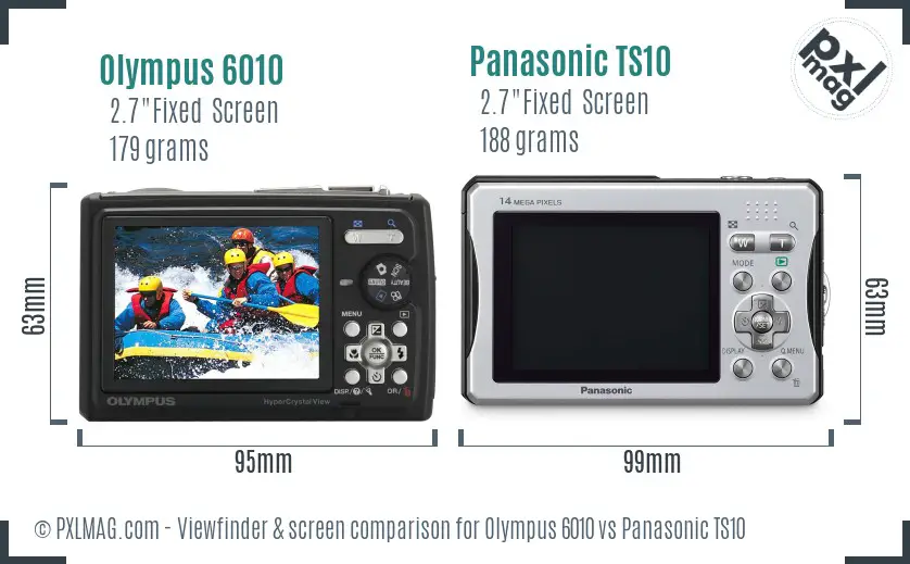 Olympus 6010 vs Panasonic TS10 Screen and Viewfinder comparison