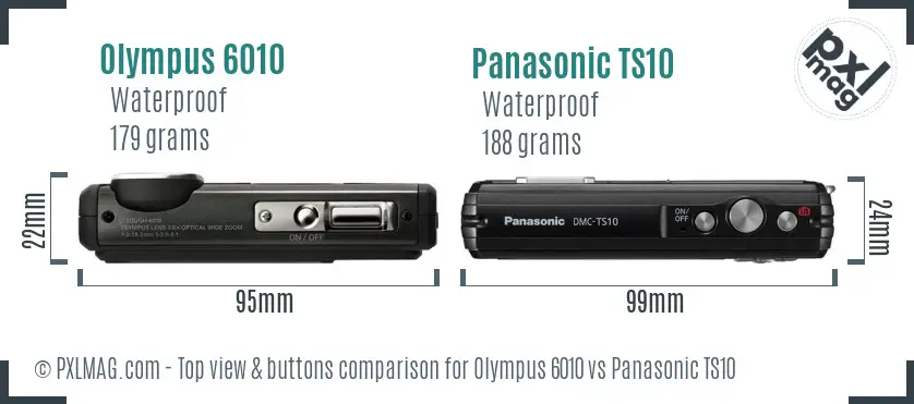 Olympus 6010 vs Panasonic TS10 top view buttons comparison