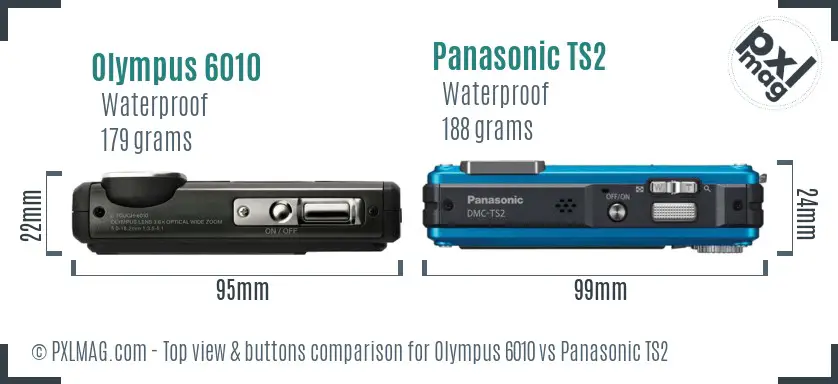 Olympus 6010 vs Panasonic TS2 top view buttons comparison