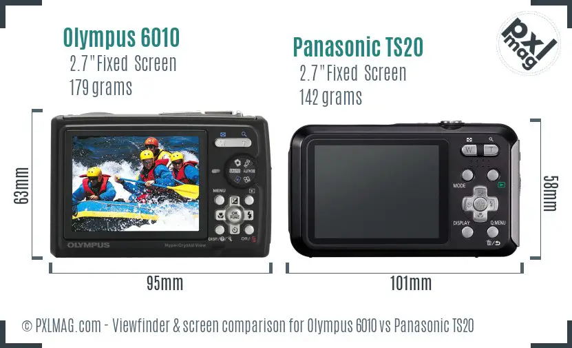 Olympus 6010 vs Panasonic TS20 Screen and Viewfinder comparison