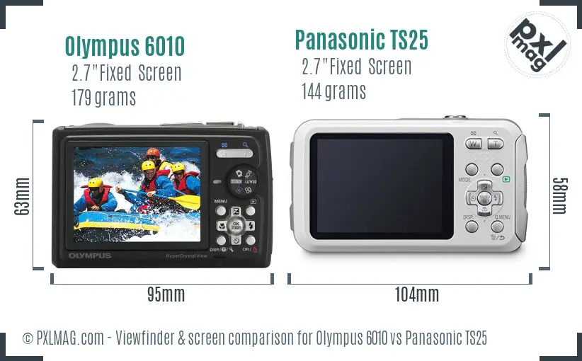 Olympus 6010 vs Panasonic TS25 Screen and Viewfinder comparison