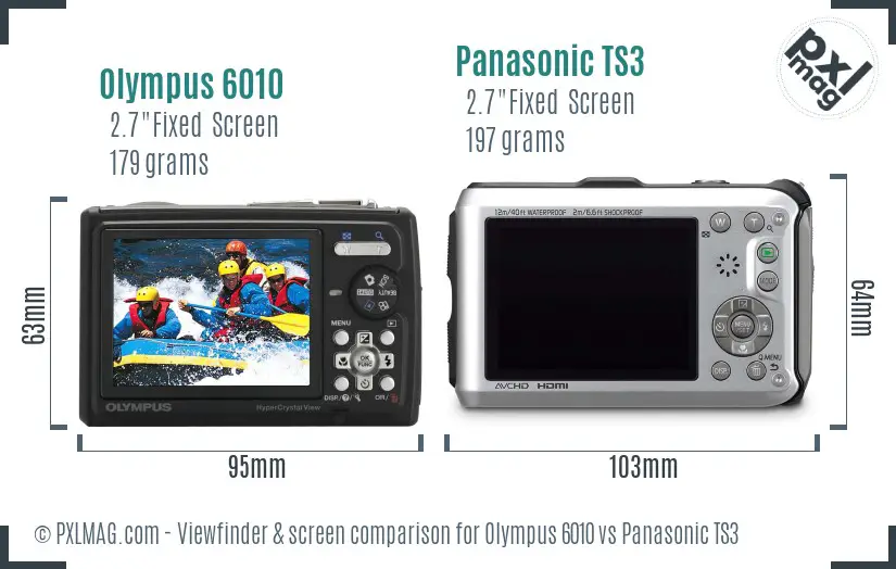 Olympus 6010 vs Panasonic TS3 Screen and Viewfinder comparison