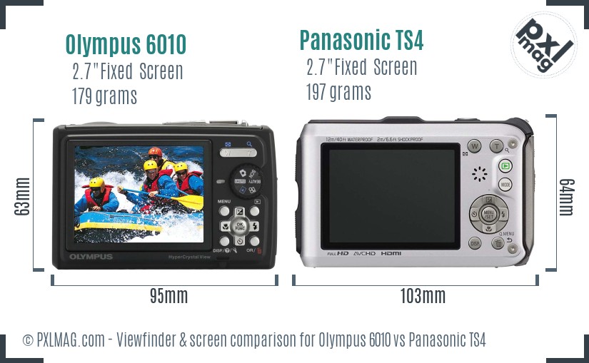 Olympus 6010 vs Panasonic TS4 Screen and Viewfinder comparison