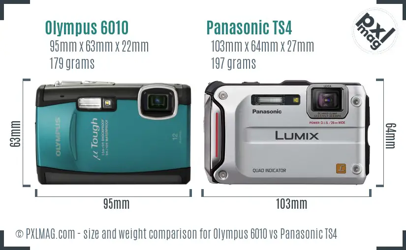 Olympus 6010 vs Panasonic TS4 size comparison