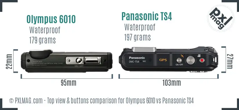 Olympus 6010 vs Panasonic TS4 top view buttons comparison
