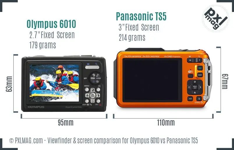 Olympus 6010 vs Panasonic TS5 Screen and Viewfinder comparison