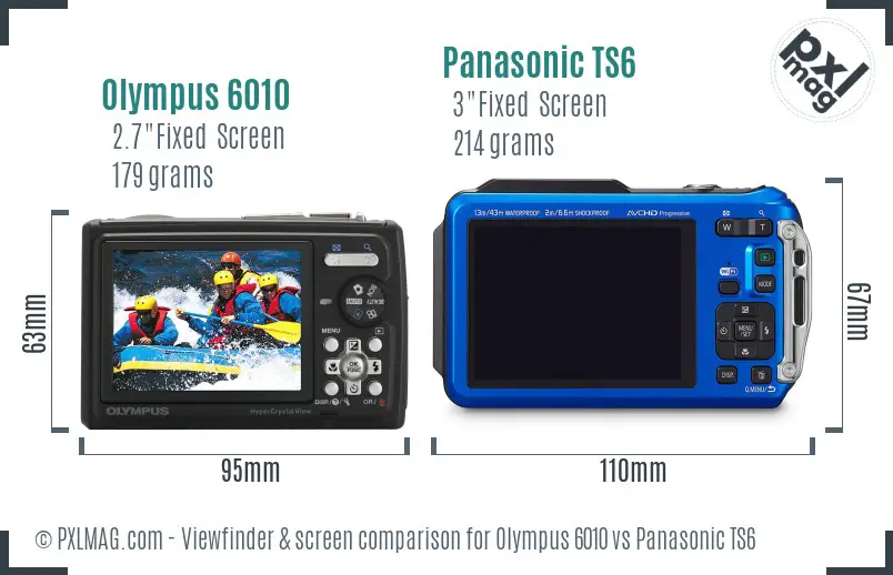 Olympus 6010 vs Panasonic TS6 Screen and Viewfinder comparison