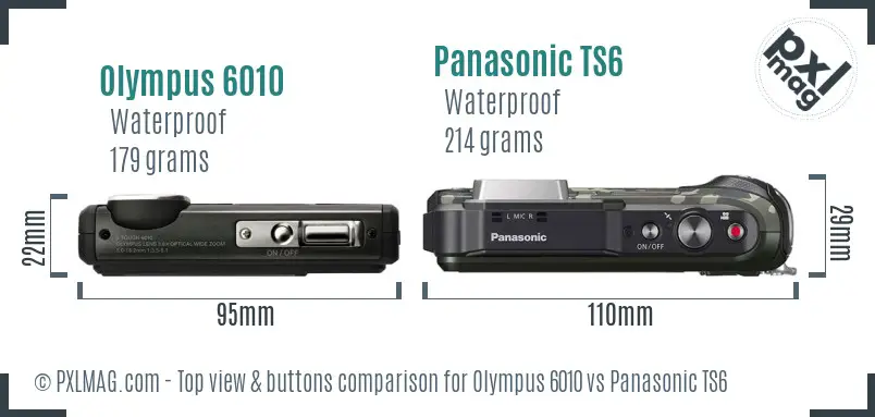 Olympus 6010 vs Panasonic TS6 top view buttons comparison
