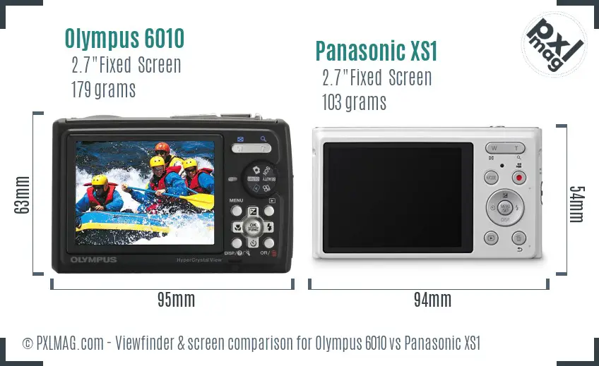 Olympus 6010 vs Panasonic XS1 Screen and Viewfinder comparison