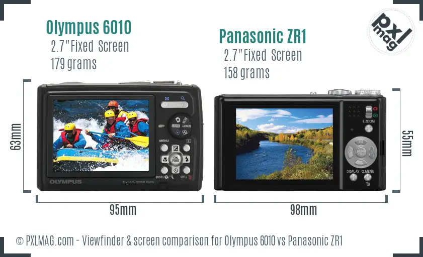 Olympus 6010 vs Panasonic ZR1 Screen and Viewfinder comparison
