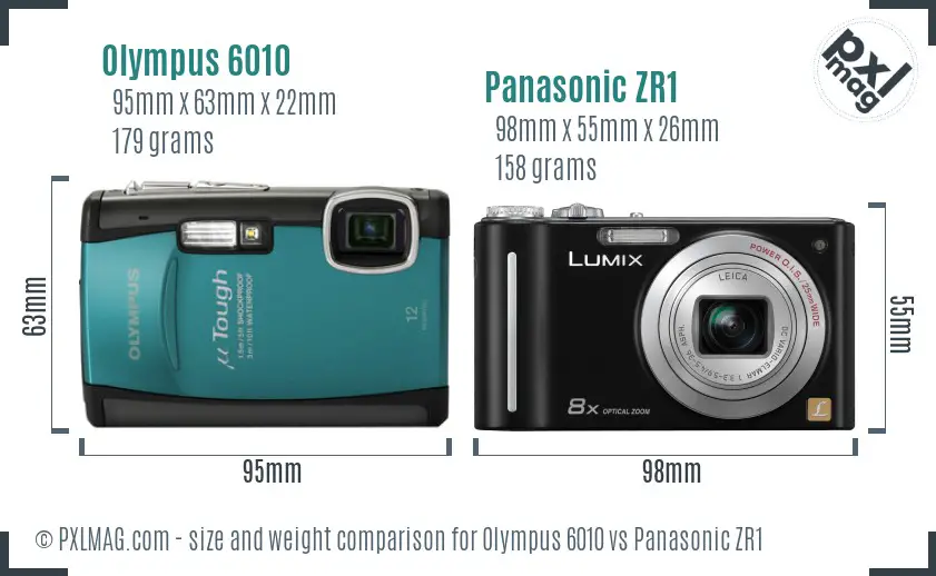Olympus 6010 vs Panasonic ZR1 size comparison
