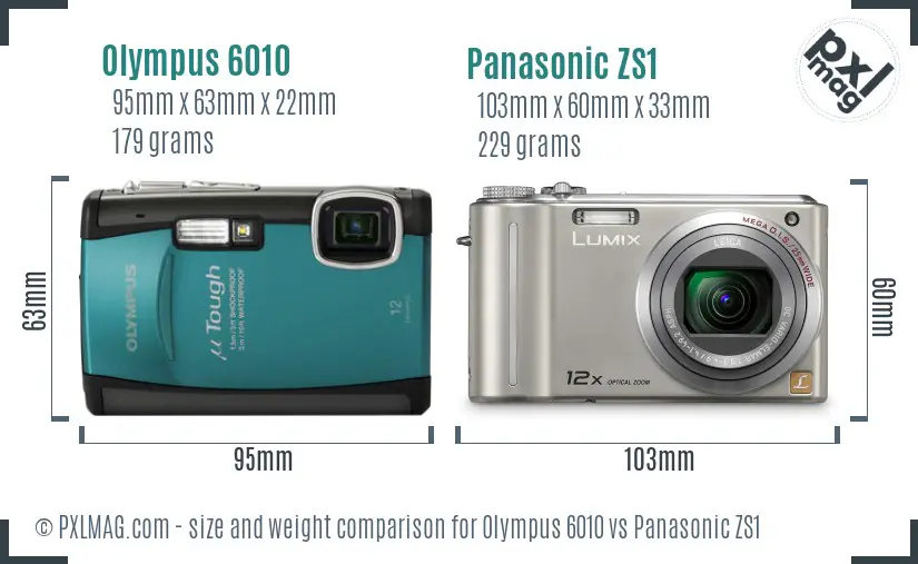 Olympus 6010 vs Panasonic ZS1 size comparison