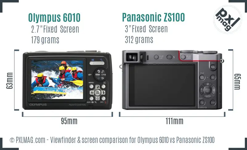 Olympus 6010 vs Panasonic ZS100 Screen and Viewfinder comparison