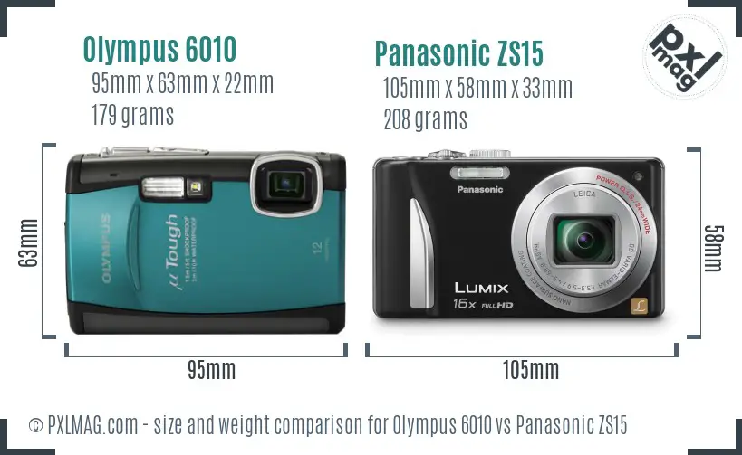 Olympus 6010 vs Panasonic ZS15 size comparison