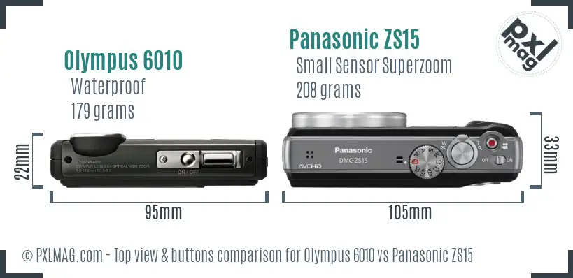 Olympus 6010 vs Panasonic ZS15 top view buttons comparison