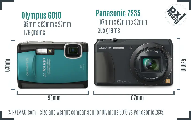 Olympus 6010 vs Panasonic ZS35 size comparison