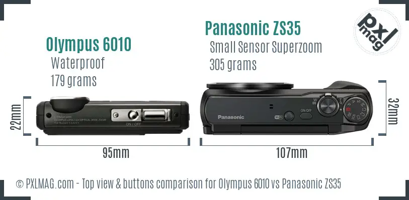 Olympus 6010 vs Panasonic ZS35 top view buttons comparison