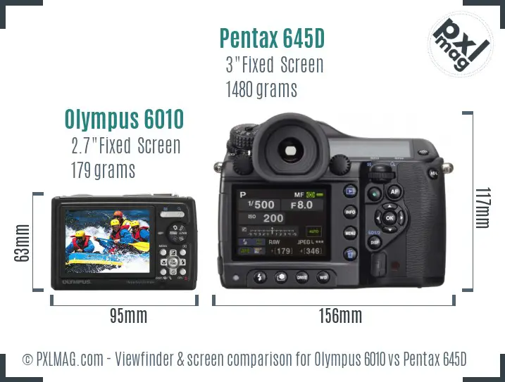 Olympus 6010 vs Pentax 645D Screen and Viewfinder comparison