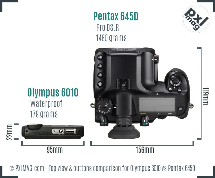 Olympus 6010 vs Pentax 645D top view buttons comparison