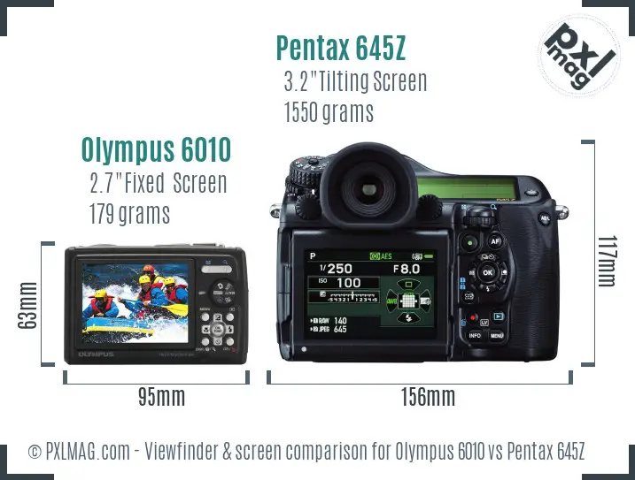 Olympus 6010 vs Pentax 645Z Screen and Viewfinder comparison