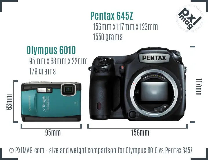 Olympus 6010 vs Pentax 645Z size comparison