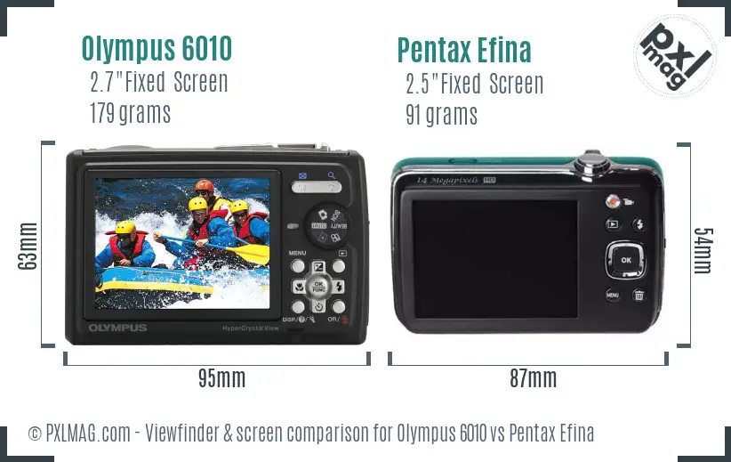 Olympus 6010 vs Pentax Efina Screen and Viewfinder comparison