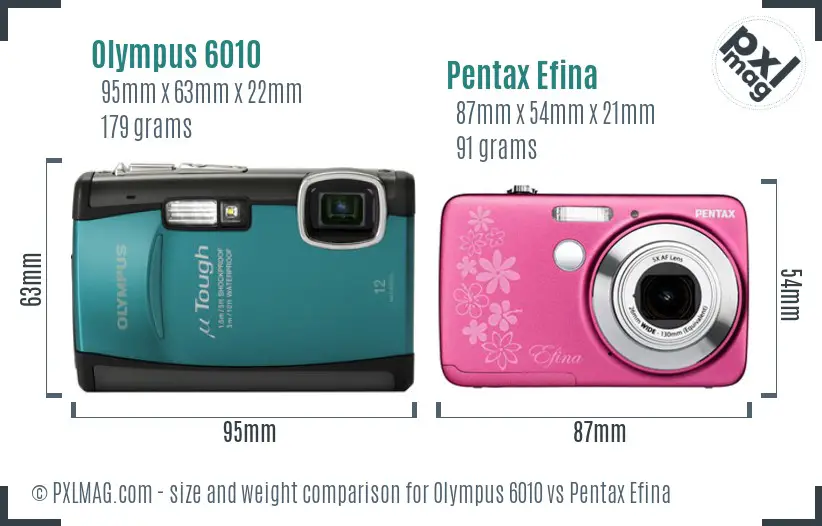 Olympus 6010 vs Pentax Efina size comparison