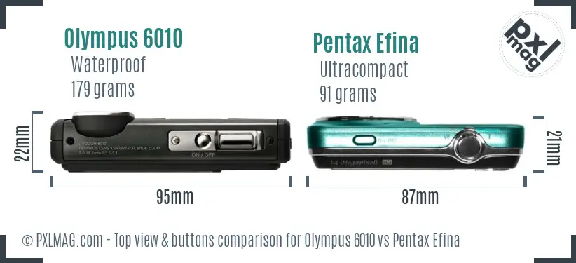 Olympus 6010 vs Pentax Efina top view buttons comparison