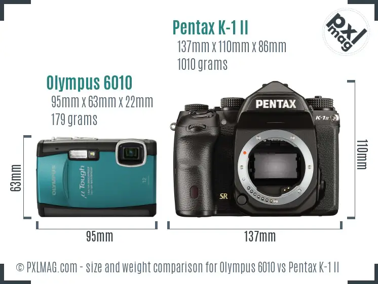 Olympus 6010 vs Pentax K-1 II size comparison
