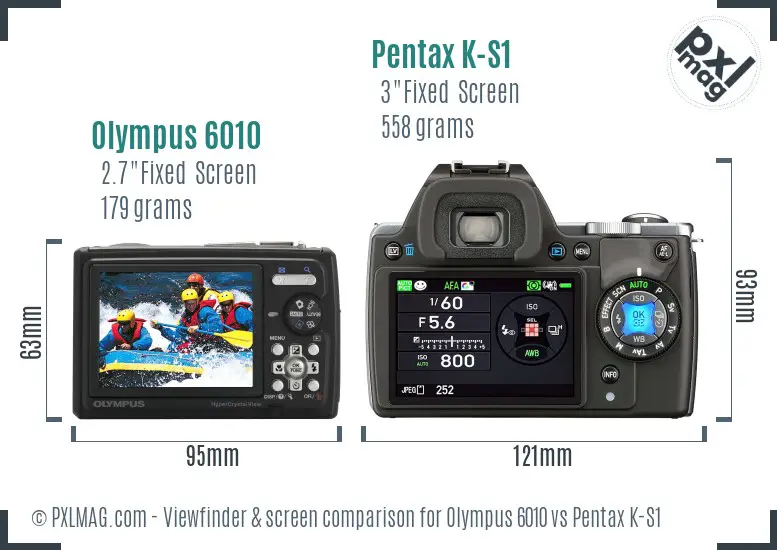 Olympus 6010 vs Pentax K-S1 Screen and Viewfinder comparison