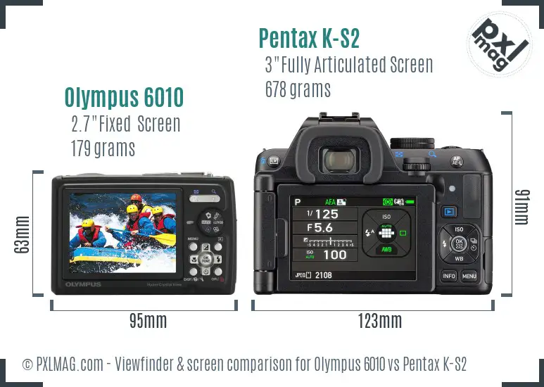 Olympus 6010 vs Pentax K-S2 Screen and Viewfinder comparison