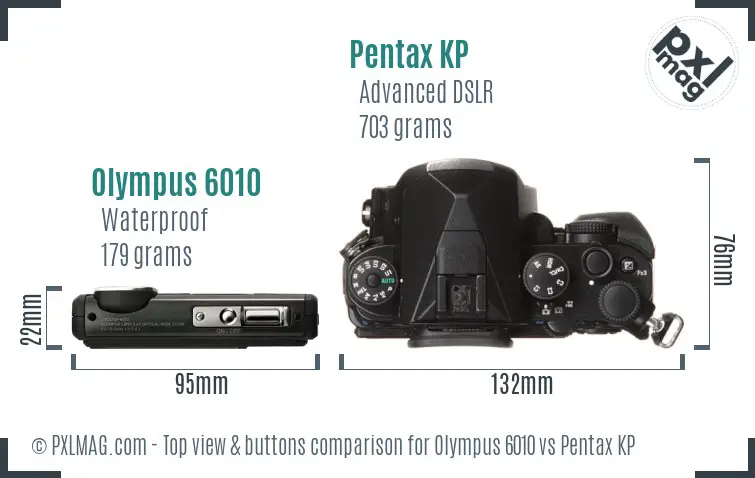 Olympus 6010 vs Pentax KP top view buttons comparison