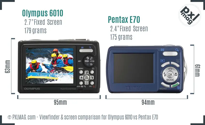 Olympus 6010 vs Pentax E70 Screen and Viewfinder comparison