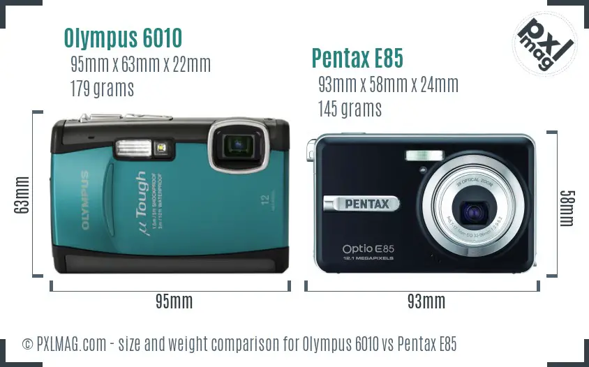 Olympus 6010 vs Pentax E85 size comparison