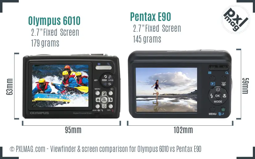 Olympus 6010 vs Pentax E90 Screen and Viewfinder comparison