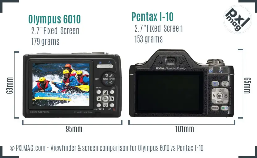 Olympus 6010 vs Pentax I-10 Screen and Viewfinder comparison