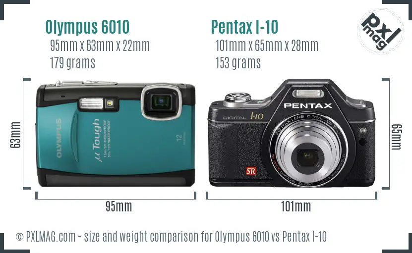 Olympus 6010 vs Pentax I-10 size comparison