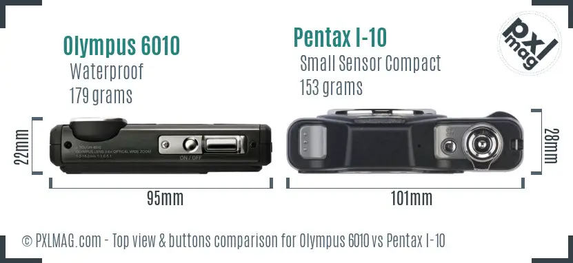 Olympus 6010 vs Pentax I-10 top view buttons comparison