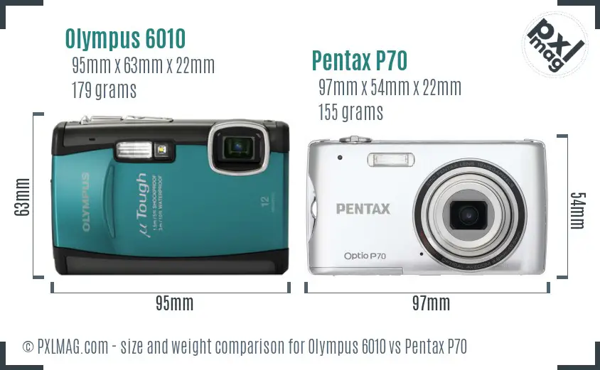 Olympus 6010 vs Pentax P70 size comparison