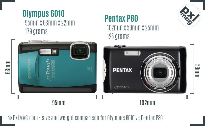 Olympus 6010 vs Pentax P80 size comparison