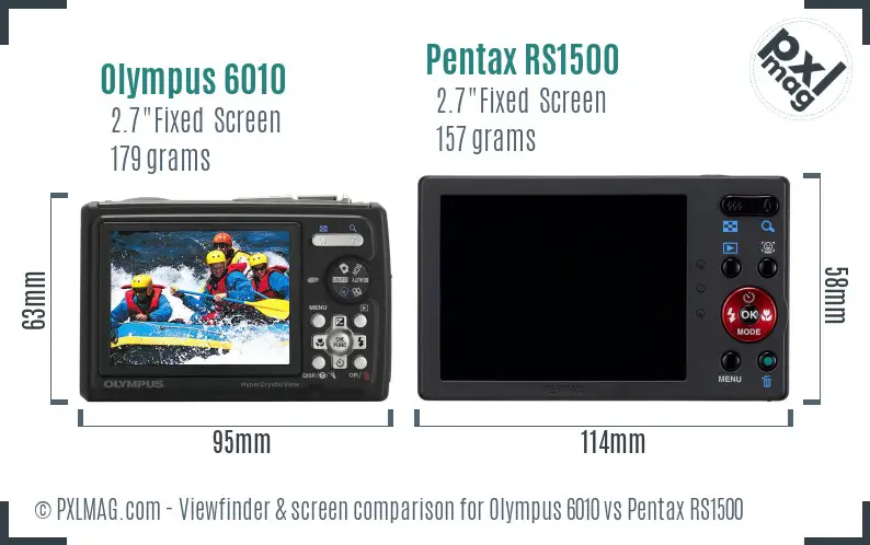 Olympus 6010 vs Pentax RS1500 Screen and Viewfinder comparison