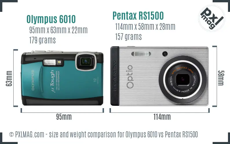 Olympus 6010 vs Pentax RS1500 size comparison
